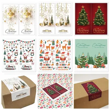 Креативна Опаковъчна Хартия XmasTree На Снежен Човек С Весела Коледа Етикети Карикатура На Дядо Коледа, Поздравителни Етикети Декоративни Правоъгълни Етикети