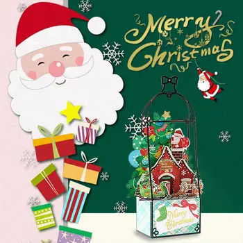 Персонализирани Поздравителни картички, 3d Коледна Поздравителна картичка, Складное дърво, Дома на дядо коледа, Шейната на Лосове, Филе от хартия с Весел Коледа