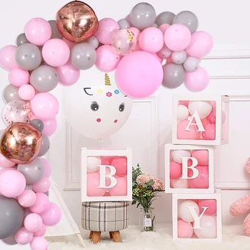 115 бр. Розово-сив, комплект за гирлянди от балони от розово злато, отлична декорация за детската душа, рожден ден, годишнина от сватба.