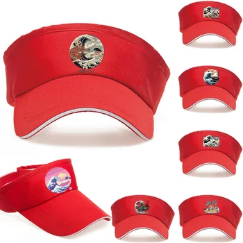 На РАЗПОЛОЖЕНИЕ Е горната шапка, Оригинална зимна защита от ултравиолетови лъчи, слънчеви шапка с червена козирка, бейзболна шапка унисекс с една вълнообразна принтом серия Running Golf