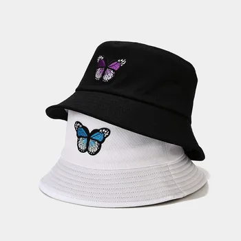 2024 Нова мъжки Дамски панама с пеперуда, памучен рибарска шапка в ярки цветове, Ветрозащитная панама в сгънат вид, модни велосипедна ловна шапка