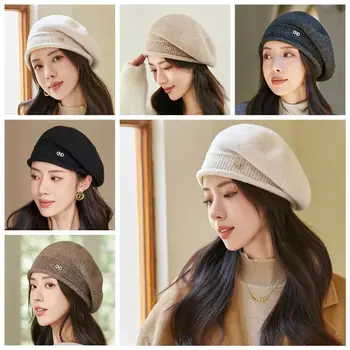 Вълна носи в корейски стил, с модерна шапка вестникарче, Осмоъгълна шапка, вълнена шапка, шапка на художник, Вязаная капачка за пътуване