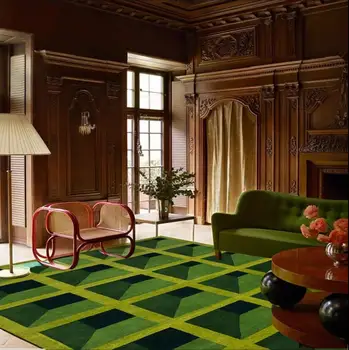 Съвременната шахматна мрежа двоен Разтегателен диван, килим в хола, абстрактен декор спални, килими, Мека удобна подложка за обучение, арт мат, Голям