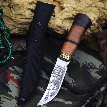 Японски открит малък прав нож, нож за пикник, походный нож, коллекционный нож за самозащита, нож за тактики на оцеляване в дивата природа.