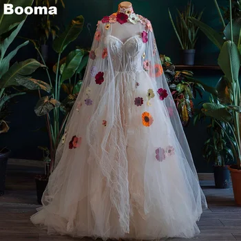 Рокли за бала Booma A Line, бродирани с мъниста, 3D Цветя, вечерни рокли за жени с нос с дължина до пода, рокли за партита по повод на завръщането си у дома