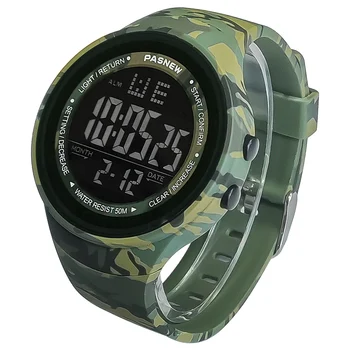 Водоустойчив военни спортни часовници, Камуфлаж, Спедиторски Електронни ръчни часовници за момчета, Многофункционални Цифрови ръчни часовници за мъже