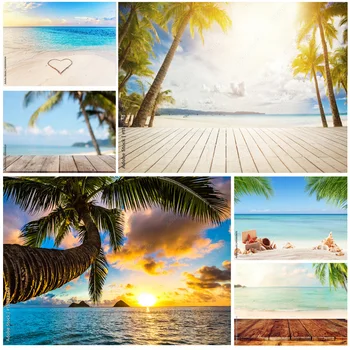 Тропическо море, плаж, Палми, Фон за снимки, Живописни Природни Фотофоны, Фотосесии, фотографско студио, 211227-HHB 08