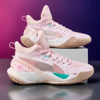 Дамски баскетболни обувки розов цвят Сакуры, баскетболни обувки за двойки, Младежки, Студентски Практическа Бойна Лека Защитница