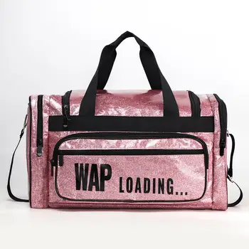 Да спя, като изтеглите wap розова пътна чанта bling екип багаж, голографическую блестящ танц чанта, спортни чанти