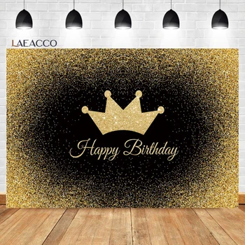 Laeacco Златна корона, Снимка, рожден ден, Фантазийный Златен Черен блестящ портрет на душата на детето, Индивидуален фон за снимки