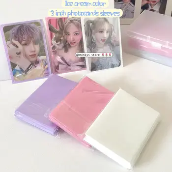 Цвят на Сладолед 50 бр. / опаковане. Kpop Toploader Card Bag Ръкави За Фотокарточек Idol Photo Cards Защитна Чанта За Съхранение