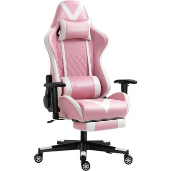 Rose игралното стол с поставка за крака, стая за Състезателни Офис компютър, Ергономичен стол, Кожен стол за видео игри, с възможност за сгъване на облегалката