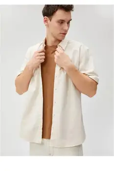 Мъжки къс обикновена риза Koton без фигурата