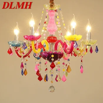 DLMH Кристален Подвесная лампа в европейски стил, Розова стая за момичета, Свещ, Луксозна Фоайе, Ресторант, Спалня, Вила, Полилей