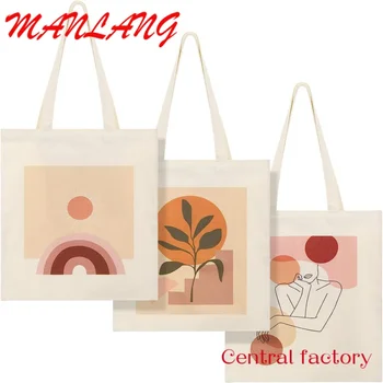 Изработена по поръчка висококачествена Рекламна Персонални множество холщовая чанта, изработена от 100% памук с потребителски лого, отпечатани за Жена Момиче Shopp