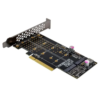 PCI-E X8 Двоен SSD устройство M. 2 Nvme за актуализиране на карти за разширяване на Карта адаптер твърдотелно устройство с интерфейс M. 2 M