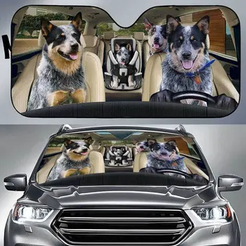Забавно Семейство Кучета Blue Heeler, Управление на Автомобил, сенника на Предното Стъкло, Козирка от Ултравиолетовите Лъчи, на Козирка на Прозореца за Любовник Blue Heeler
