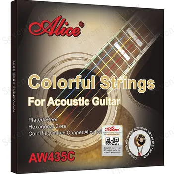 2 Комплекта Цветни Струни За Акустична китара Alice AW435C 1-6-ти (011-052) с Цветен Покритие От Медна Сплав, Намотанных на Пъстра Стоманена Струна