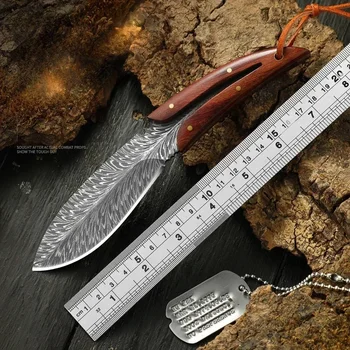 Нов уличен нож Spirit Перо, с остър и висока твърдост, Малък прав нож за оцеляване в дивата природа, ръчно дръжка за нож за месо
