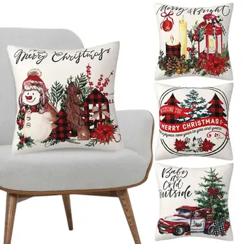 Калъфки за Коледа, комплект от 4 меки и уютни покрива възглавница, коледни украси за компютърно столове, диван