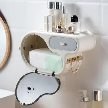 Държач за хартия, монтиран на стената Водоустойчив Полипропилен Носещ Багажник за салфетки, Аксесоари за баня, Обзавеждане за баня