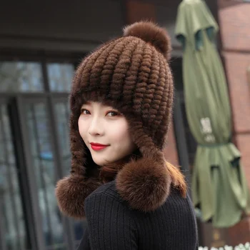 Модни корея дамска топла шапка от сгъсти норковой вълна ежедневни кожа сламена шапка Голям участък Зимен тренд на Улицата е студено шапка 2023