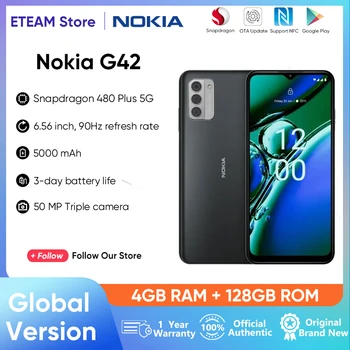Оригиналната Глобалната версия на Nokia G42 4GB 128GB Snapdragon 480 + 5G NFC Android с честота на обновяване на 13 90 Hz 6,56-инчов Тройната Помещение 5000 ма 50 Mp