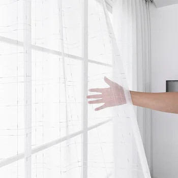 Бяла тюлевая завеса BILEEHOME за хол, спални, модерни нюанси от еднакво воали, Готовият прозорец, Прозрачна Бяла завеса-панел