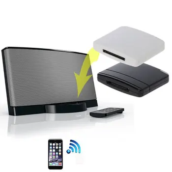 На 30-пинов безжичен аудиоадаптер, съвместим с Bluetooth приемник с поддръжка 5.0 A2DP, съвместим с домашна стерео система стрийминг на музика.