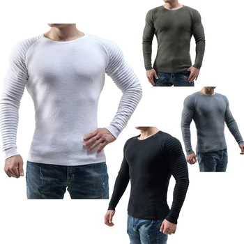 Новият есенно-зимен мъжки пуловер, обикновен, оборудвана, с кръгло деколте, всекидневни пуловер с дълъг ръкав за мъже