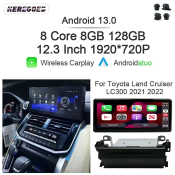 7862 Carplay Auto Android 13 Авто Радио GPS Плейър За Toyota Land Cruiser LC300 2021 2022 Навигация 8G + 128G 4G LTE, Bluetooth