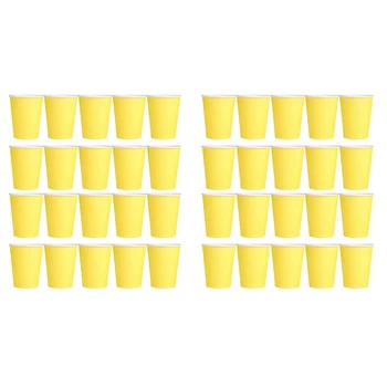 40 картонени чаши (9 грама) - Однотонная прибори за парти по случай рожден ден, домакинът (жълт)