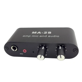 3,5 мм Кондензаторен усилвател на микрофон, Усилвател за слушалки Музикален предусилвател аудио смесителен пулт MA-2S
