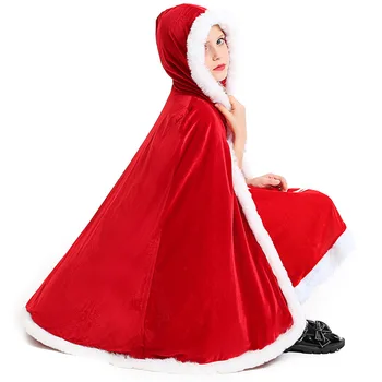 Коледна Червено Наметало, Cosplay, костюми на Дядо Коледа, Детска Двупластова Празнична шал, Празнична Сладък дрехи, С костюм, Зима