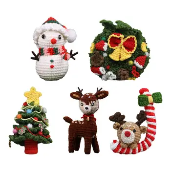 Комплекти за плетене на една кука Направи своя собствена кукла Празнична украса, Ръчно изработени Коледни комплекти за плетене на една кука за веранди Подарък Коледен подарък на Вратата