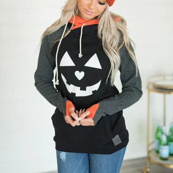 Hoody на Хелоуин, дамски hoody с дълъг ръкав, плюс размера на hoody с принтом вещици, блуза, дрехи Sudadera Mujer Kawaii, аниме-hoody с качулка