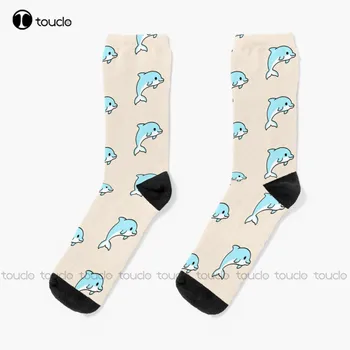 Нови чорапи Dolphin Чорапи за мъже Персонализирани Потребителски унисекс Чорапи за възрастни-Популярните Празнични подаръци Юношески чорапи