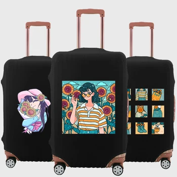 Калъф за багаж с образа на момичета-семки, по-дебел защитен калъф е устойчив на надраскване, подходящ за пътни принадлежности 18-32 инча