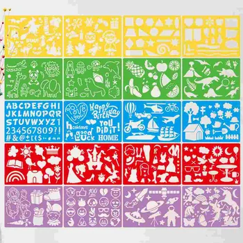 20pcs Шаблон за изготвяне на Кухи шаблони за рисуване пластмаса шаблони на английски букви и цифри