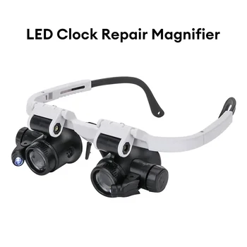 Механични очила, монтирани в главата, с 2 led светлини 8/15/23-кратно действие, Микроскоп, очила за бижутери, часовникари, Аксесоари за ремонт, инструменти