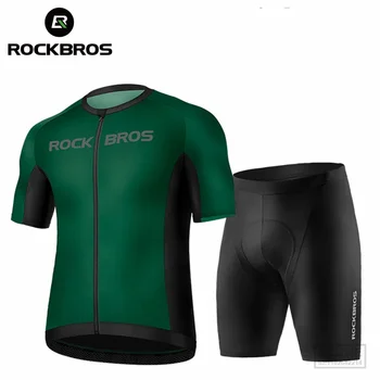 Комплект от джърси ROCKBROS за велоспорта, летни велосипедни костюми, удобни за кожата, дишащи Мъжки спортни бързо съхнещи с къс ръкав за езда на МТБ 