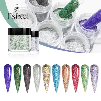 FSIXCL 17 цветове Акрилна пудра на прах за нокти, смесени пайети, блестящо украшение за маникюр, направи си сам, материал за нокти-арт, пигментная прах