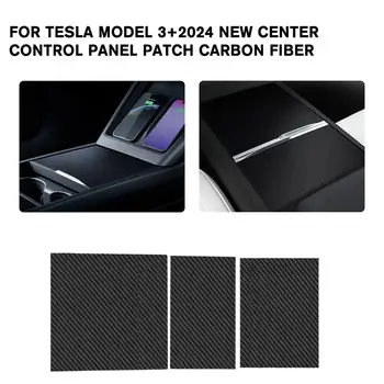 3 бр./компл. Новост За Tesla, Модел 3 + 2024 Тампон Върху Панела На Централната Конзола Ultra Slim Cover Кит От Въглеродни Влакна, Устойчиви На Надраскване Етикети