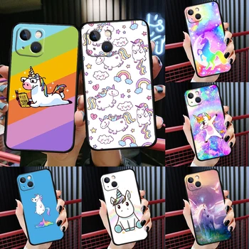 Cartoony Rainbow Unicorn Capa За iPhone 15 11 14 Pro Max 12 13 14 Pro Max 7 8 Plus SE2 X XR XS Max 12 13 Мини Калъфче За Телефон