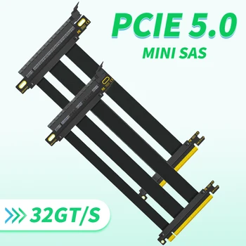 Черно PCI-E PCIE 5.0 x16 Extreme High Speed Странично Кабел, PCI Express 16x Gen4, Направо Конектор за свързване на Графичния процесор 10-100 см