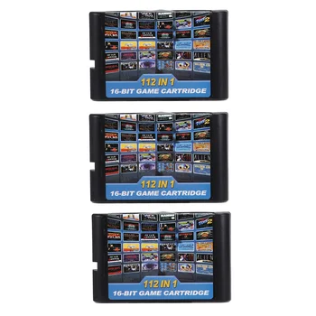 Игри касета 3X 112 в 1, 16-битова игра касета за Sega Megadrive, игри касета Genesis за PAL и NTSC