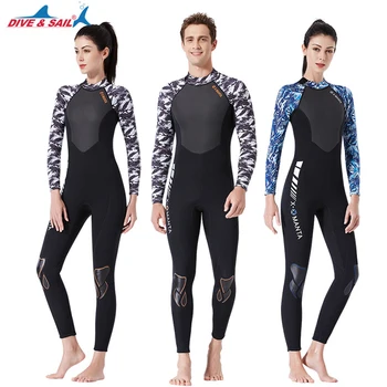 Нов мъжки водолазный костюм от неопрен с дебелина 3 мм и е с модерен принтом, женски слънцезащитен костюм за плуване, сърф, водни спортове, топли бански костюми