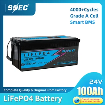 Нова Батерия 24V 100Ah LiFePO4 Вграден 100A BMS SOEC 25,6 V Литиево-Железния Батерия за Лодки върху колела, Домашно Съхранение на Енергия, БЕЗПЛАТЕН ДАНЪК