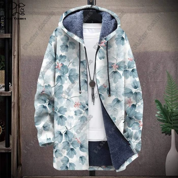 Топло яке с цип с цветен модел с 3D печат, защищающая от студ, подарете си всекидневни подарък през зимата