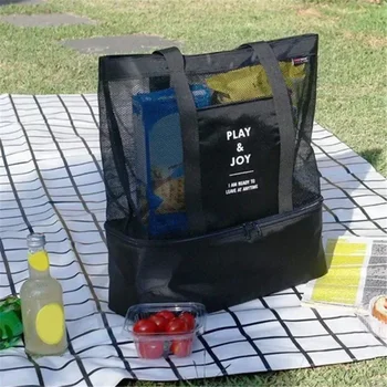 Плажната чанта за пикник на открито, на окото е прозрачна чанта, с двойна изолация, офис обяд-закуска